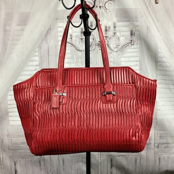 Coach Taylor Gathered Leather Alexis Carryall Tote Red NWT - Picture 1 of 16